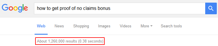 Используя вышеупомянутый пример («как получить доказательство бонуса без претензий»), вы можете увидеть, что в индексе Google есть миллион результатов, относящихся к данной теме