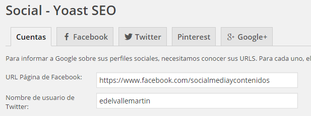 Там вы можете ввести URL-адреса и имена ваших профилей в социальных сетях
